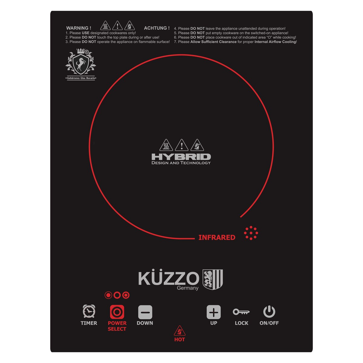 Kuzzo 德信IF-223單頭電陶爐｜2200W嵌入/座檯兩用